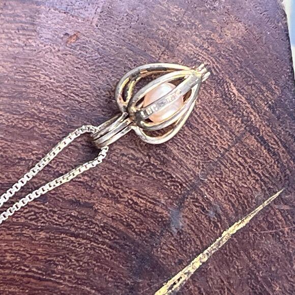 Sterling Silver Caged Pearl Necklace Love Jewelry Lucas Lameth - Picture 3 of 9